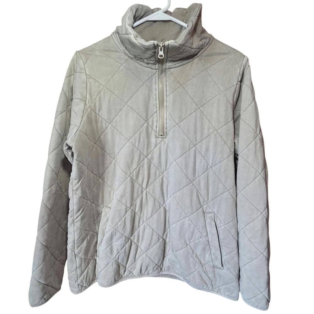Mono B quilted mineral washed half-zip pull over womans size medium